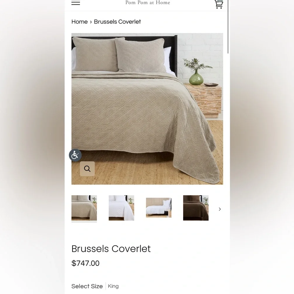 Pom Pom at Home Brussels Coverlet $ 747 taupe /new  Size : King